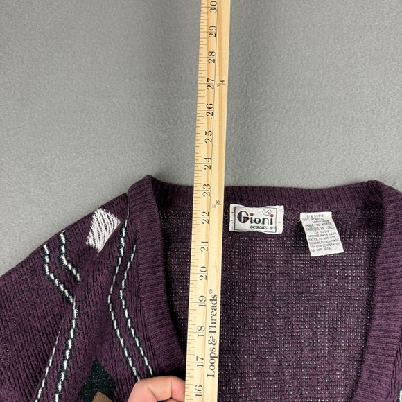 Vintage 90s LongSleeve Cardigan Burgundy Sweater Size Large Cottagecore Grandpa - Picture 5 of 8